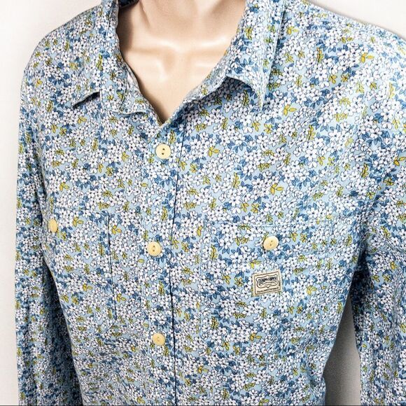 Ralph Lauren D&S Blue Floral Button Down Top Sz M - Picture 3 of 12